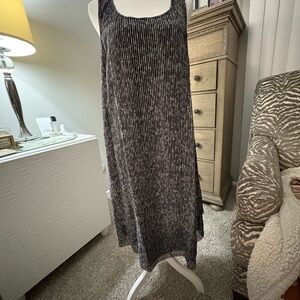 Eileen Fisher Silk Black and White Striped Midi Dress